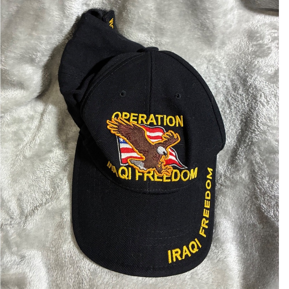 Rapid Dominance Operation Iraqi Freedom Military Baseball Cap Black Eagle Flag